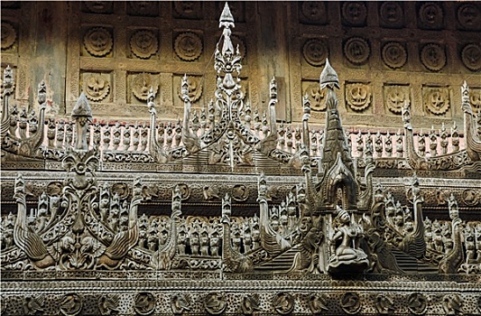 寺院,金色宫殿柚木寺,历史,佛教,曼德勒,缅甸