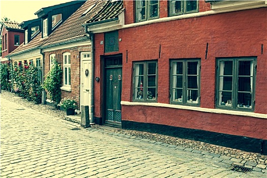 街道,老,房子,皇家,城镇,丹麦