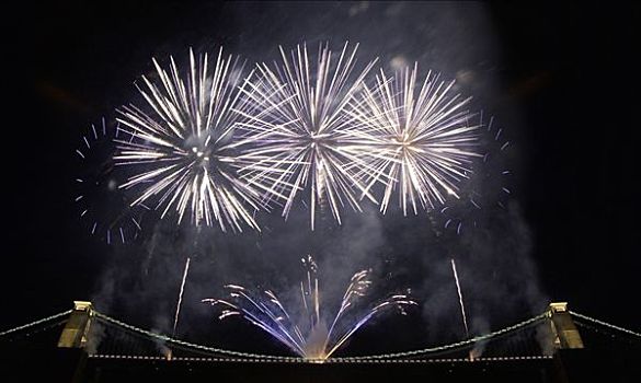烟花,展示,周年纪念,荣耀,英国,克利夫顿,吊桥,英格兰