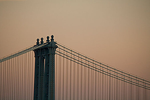 特写,威廉斯堡,桥,日落,纽约