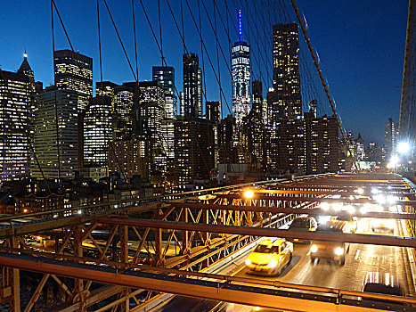 新,布鲁克林大桥,建造,交通工具,交通,黎明,市区,曼哈顿,写字楼
