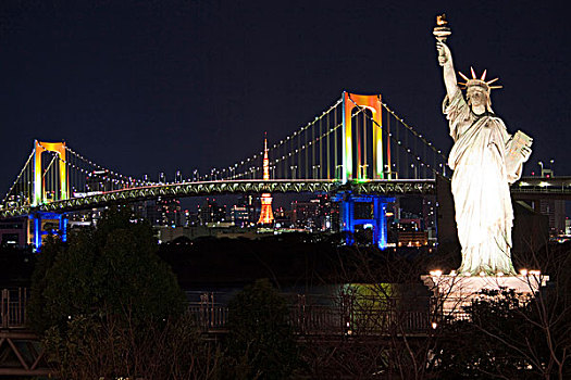自由女神像,彩虹桥,东京,日本,亚洲