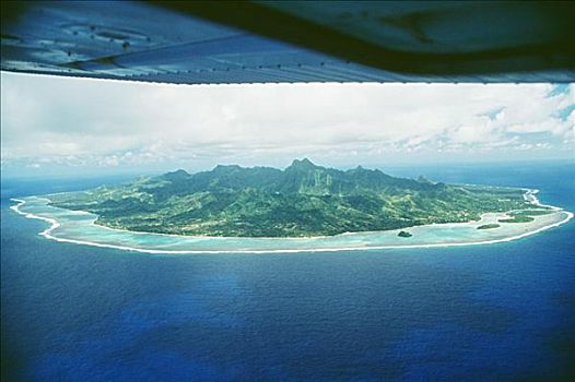 库克群岛,拉罗汤加岛,航拍,岛屿,机翼,前景