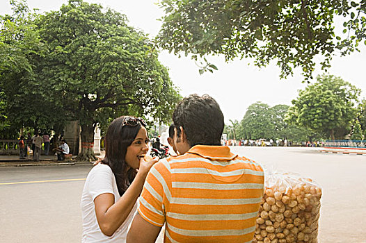 伴侣,吃,印度,餐食,街边市场,加尔各答,西孟加拉