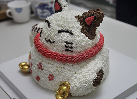 招财猫翻糖蛋糕