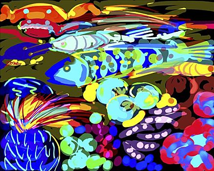 海洋生物,2001年,电脑制图