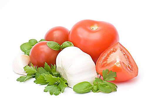 西红柿,蒜,药草