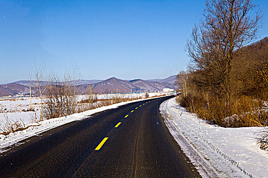 公路,交通,冰雪,场景,吉林