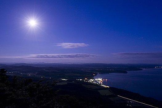 满月,高处,佐吕间湖