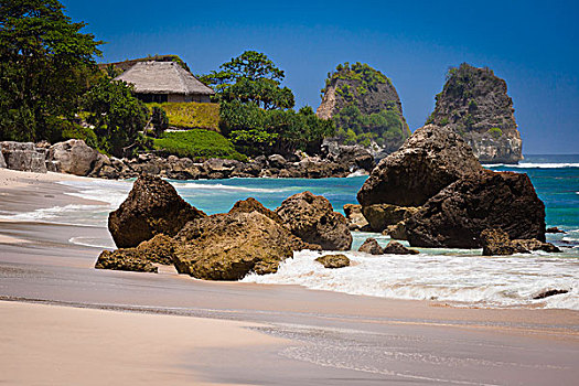 漂石,海滩,胜地,印度尼西亚