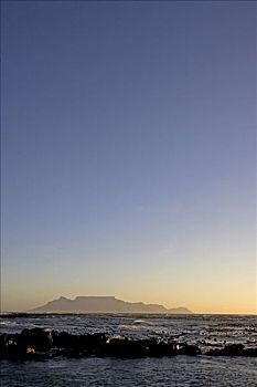 南非,西海角,开普敦,看,桌山,日落