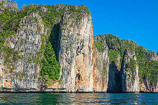 悬崖,清晰,海洋,船,靠近,岛屿,南,泰国