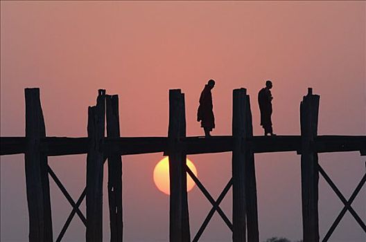 桥,阿马拉布拉,缅甸