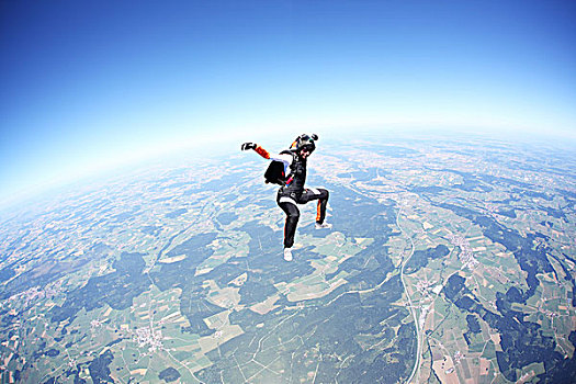 女性,跳伞运动员,高处,巴伐利亚,德国