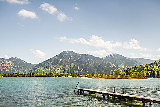 码头,湖,泰根湖,巴伐利亚,德国