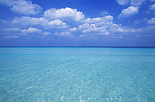 古巴,积云,上方,蔚蓝,水,海洋