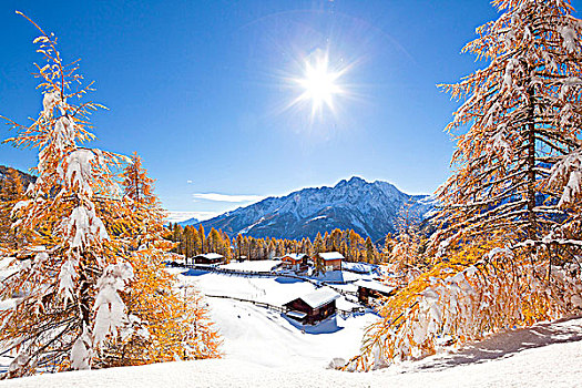 冬天,高山,小屋,靠近,海里根布鲁特,卡林西亚,奥地利
