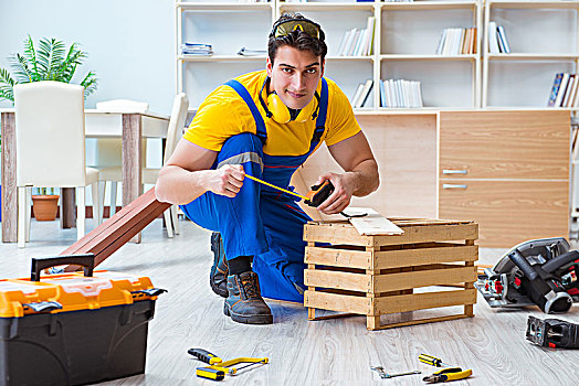 修理工,木匠,工作,木板,卷尺