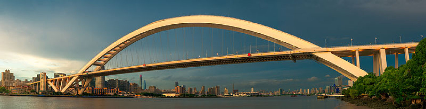 卢浦大桥全景图图片