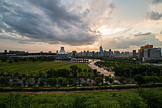 傍晚晚霞夜景