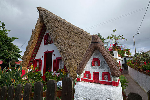 葡萄牙,马德拉岛,传统,农舍,稻草,屋顶