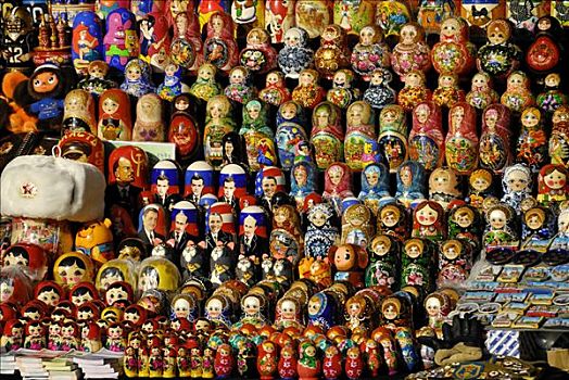 许多,俄罗斯套娃,娃娃,俄罗斯,套装,街边市场,莫斯科