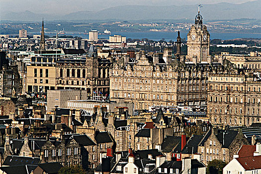 苏格兰,爱丁堡,风景,上方,城市,大幅,尺寸