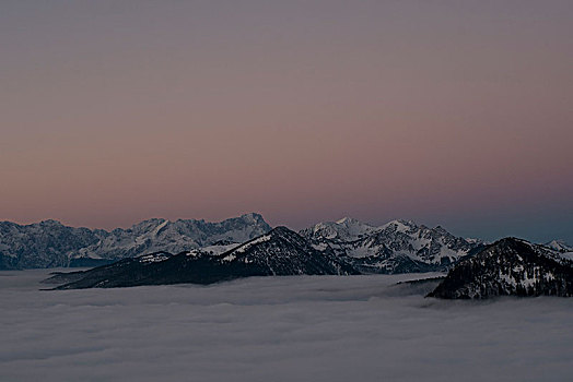风景,冬天,高处,云,山,巴伐利亚阿尔卑斯山,上巴伐利亚,巴伐利亚,德国