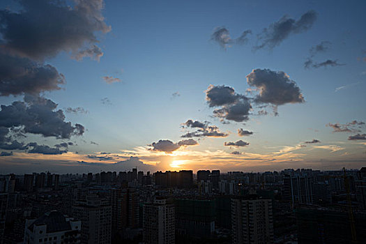 日出,日落,晚霞,云朵,城市,美景