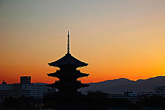 日落,京都,日本