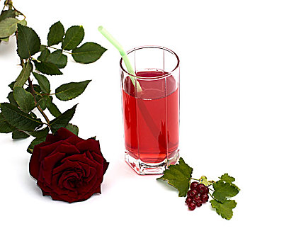 玻璃,果汁,醋栗,红玫瑰