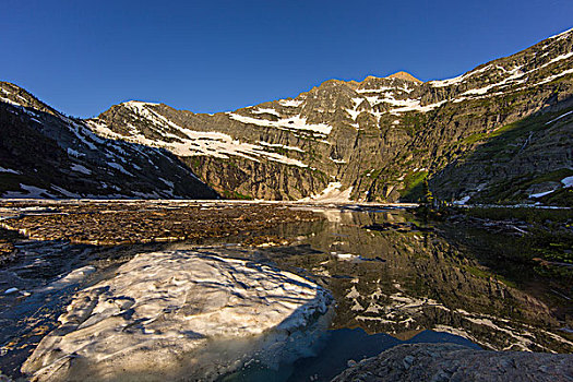 湖,雪鞋,顶峰,柜子,山,荒野,靠近,蒙大拿,美国