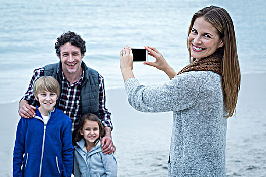 高兴,母亲,摄影,家庭,海滩,头像