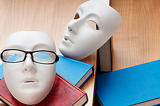 读,概念,面具,书本,眼镜