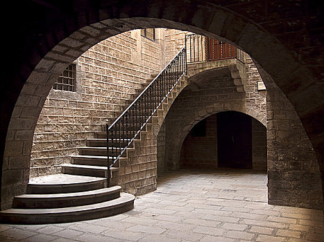 楼梯,博物馆,巴塞罗那,加泰罗尼亚,西班牙