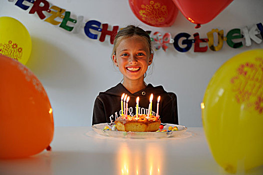 生日蛋糕,气球,装饰,生日,聚会,女孩