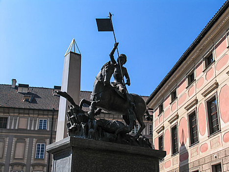 魅力,城市,布拉格,雕塑,纪念碑,古建筑