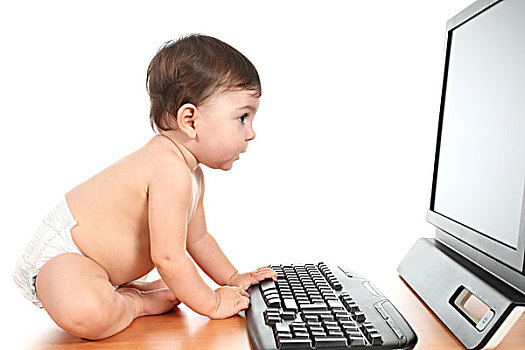婴儿,打字,电脑键盘