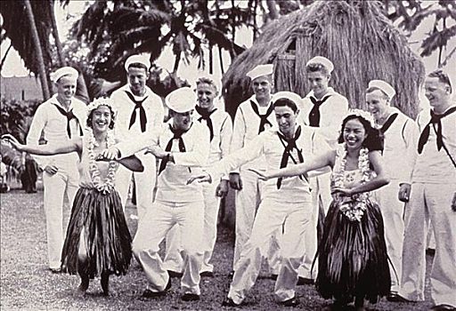 夏威夷,军事,水手,草裙舞,授课,女孩