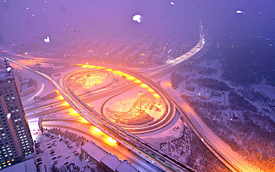 黑龙江大庆市--俯瞰雪后油城美如画