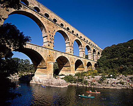 加尔桥,上方,隆河,阿维尼翁,法国,罗马,风格,桥