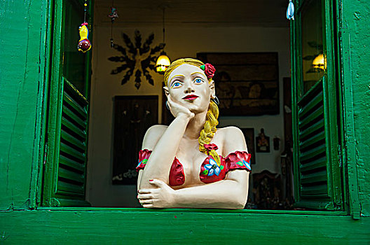 传统,木偶,窗,米纳斯吉拉斯州,巴西,南美