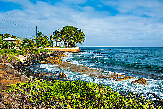 岩石,海滩,坡伊普,岛屿,考艾岛,夏威夷