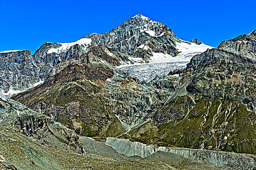 顶峰,凹,冰河,策马特峰,瓦莱州,瑞士,欧洲