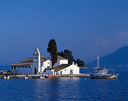 寺院,科孚岛,爱奥尼亚海,希腊