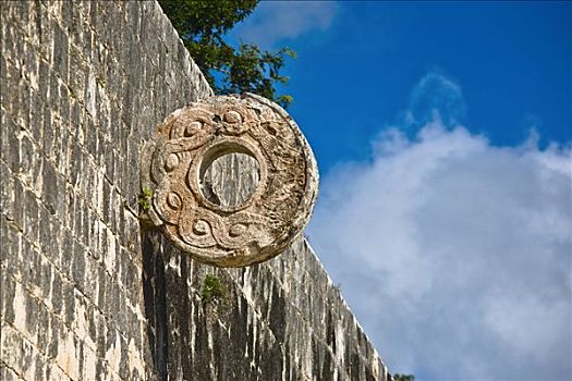 圆形,石刻,墙壁,球场,奇琴伊察,尤卡坦半岛,墨西哥