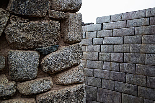 特写,石墙,马丘比丘,乌鲁班巴,省,库斯科地区,秘鲁