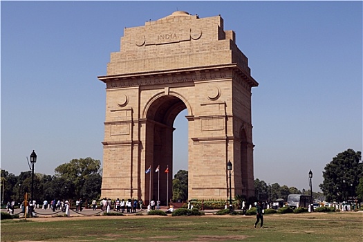 游人,游览,印度,大门,德里,建造,军人,第一次世界大战
