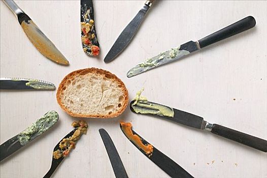 刀,残留,面包