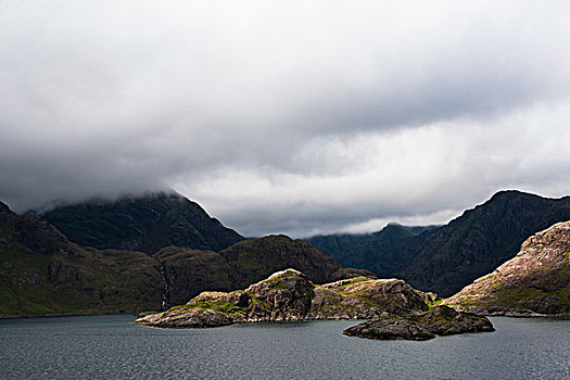 湖,库林丘陵,后面,斯凯岛,苏格兰,英国,欧洲